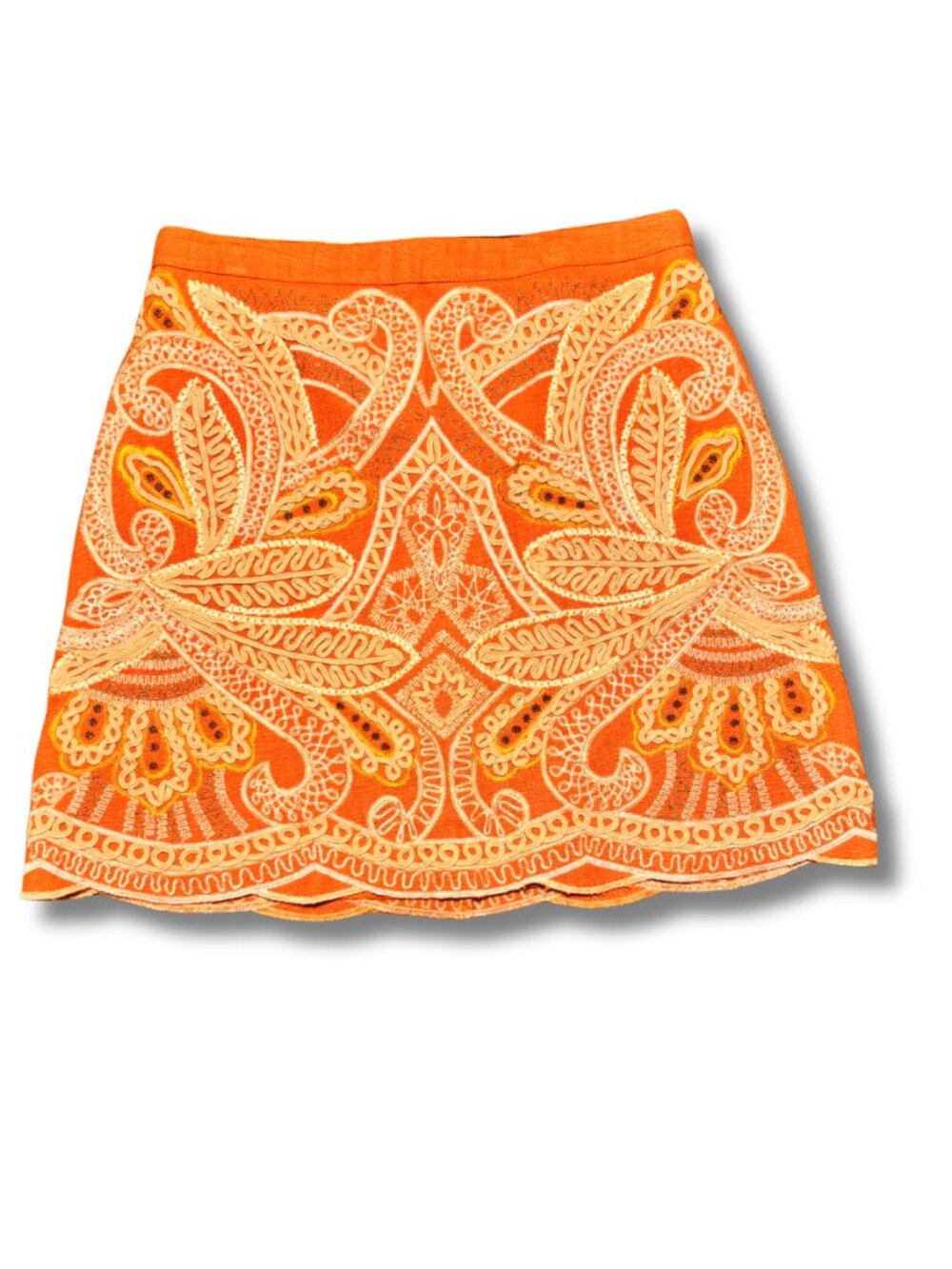 Maeve Anthropologie Clotilde Embroidered Beaded Mini Skirt Peach US 6